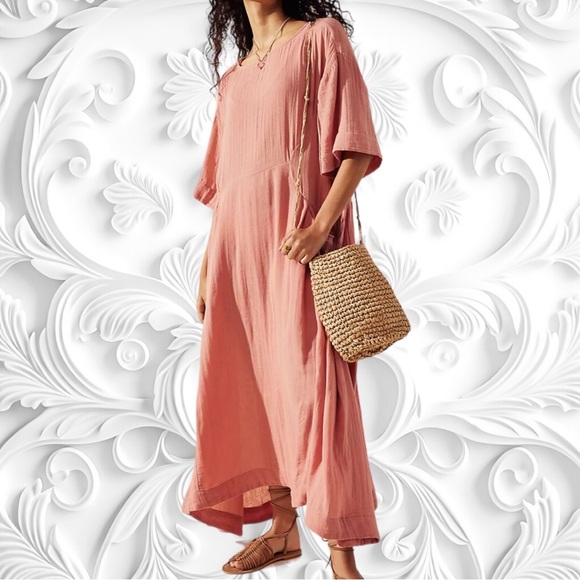 Free People Dresses & Skirts - Free People Pink Live Light Midi  Oversized Dress